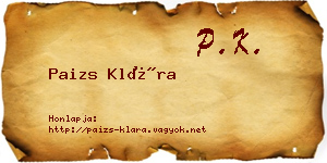 Paizs Klára névjegykártya
